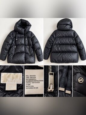Michael Kors Black Down Puffer Coat Jacket – Size M – Super Warm & Lightweight